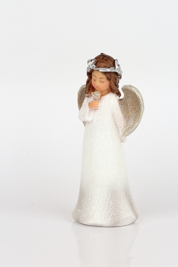 Vánoční anděl s růží 14cm