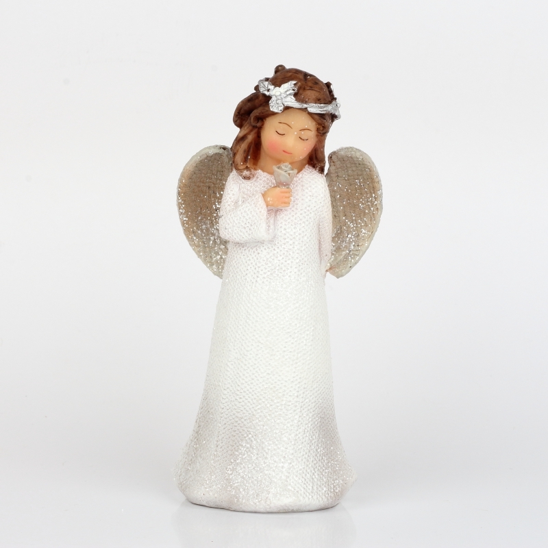 Vánoční anděl s růží 14cm