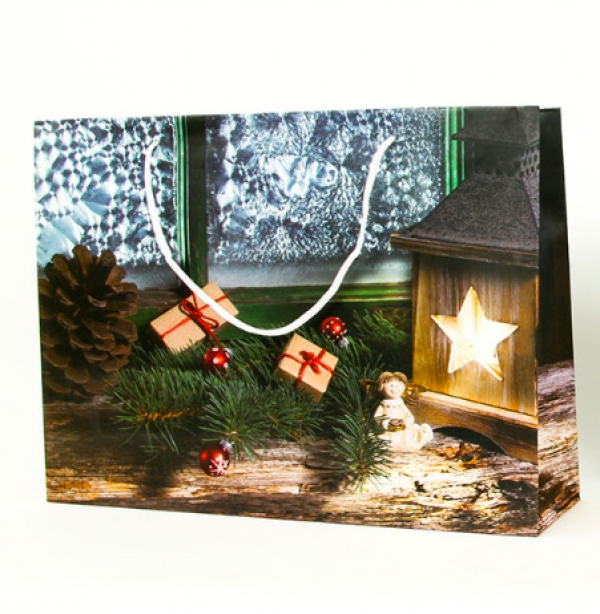 Vánoční dárková papírová taška ležatá 41x9,6x33cm