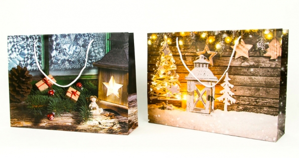 Vánoční dárková papírová taška ležatá 41x9,6x33cm