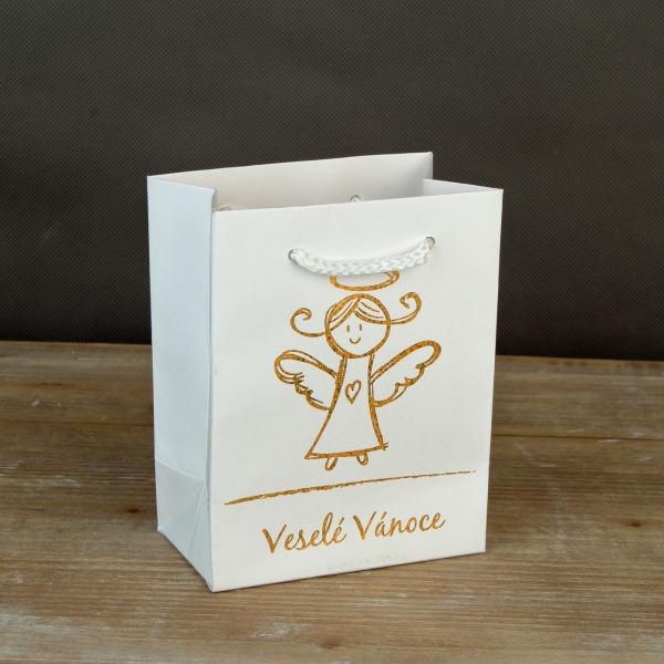 Vánoční dárková taška anděl bílá XXL