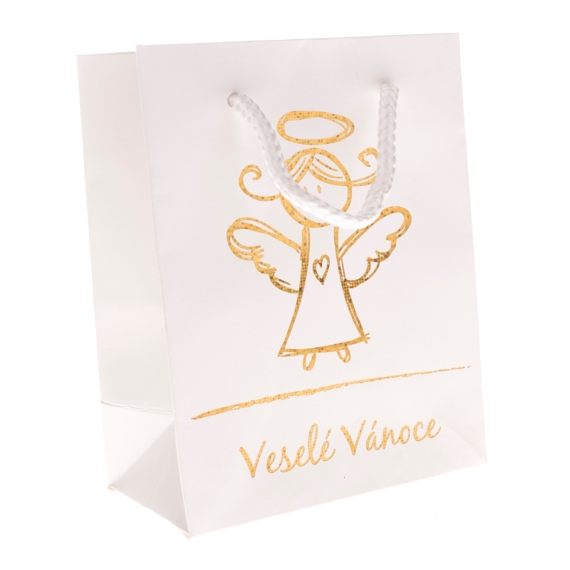 Vánoční dárková taška anděl bílá XXL