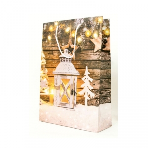 Vánoční dárková taška bílá lucerna 25x8,5x34,5cm