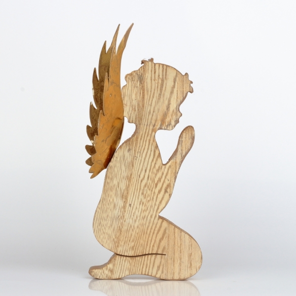 Vánoční dekorace anděl dřevěný klečící 12x12x23cm