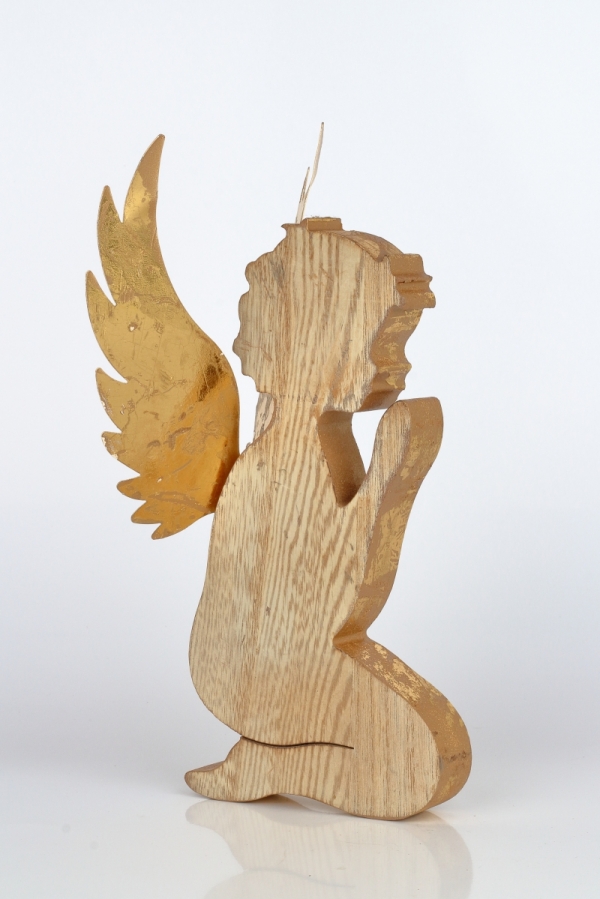 Vánoční dekorace anděl dřevěný klečící 12x12x23cm