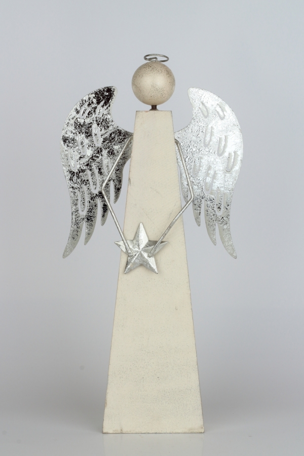 Vánoční dekorace anděl se stříbrnými křídly 10x10x40cm
