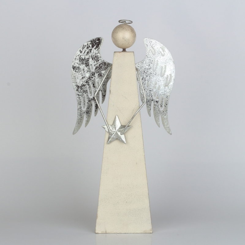 Vánoční dekorace anděl se stříbrnými křídly 10x10x40cm
