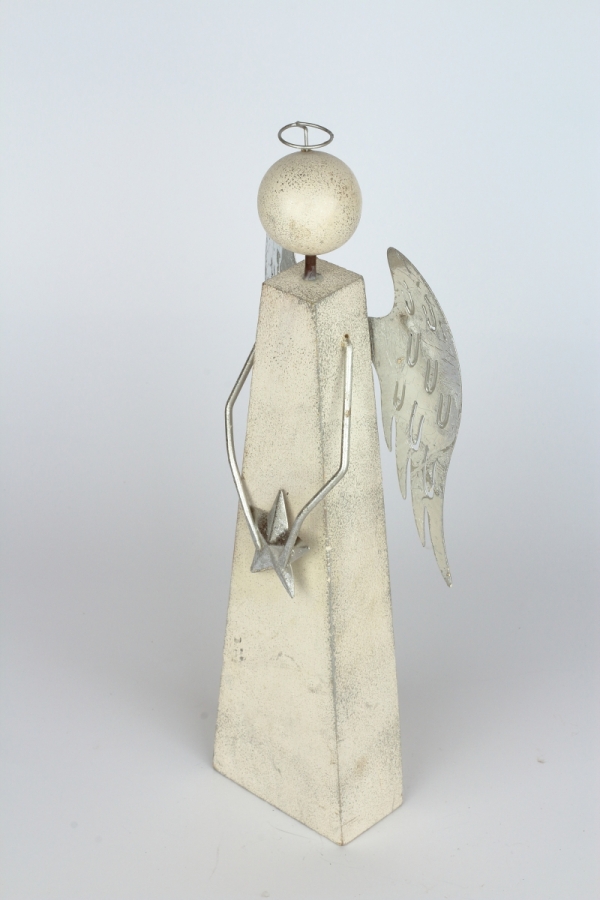 Vánoční dekorace anděl se stříbrnými křídly 8x8x31cm