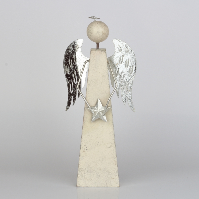 Vánoční dekorace anděl se stříbrnými křídly 8x8x31cm