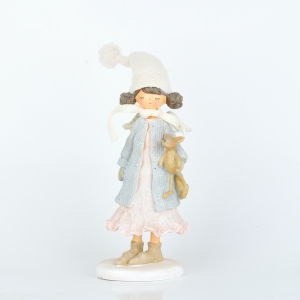 Vánoční dekorace andělíček v čepici s liškou 11x35x10cm