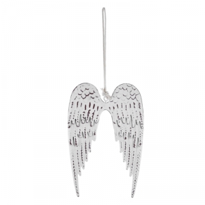 Vánoční dekorace bílá kovová křídla 10x15cm