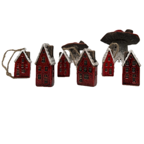 Vánoční dekorace domeček 3x2x7cm Typ A