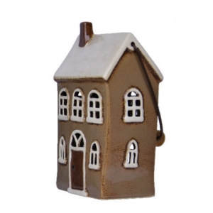 Vánoční dekorace domeček na svíčku hnědý