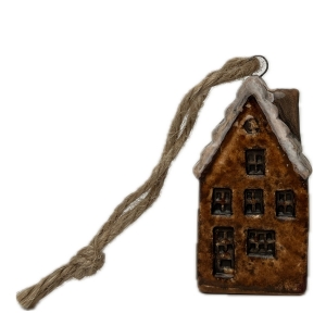 Vánoční dekorace keramický domeček na zavěšení 3x2x7cm typ A