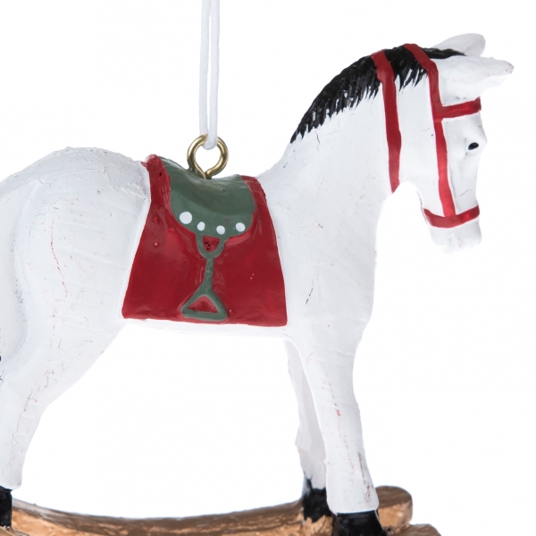 Vánoční dekorace koník závěsný bílý