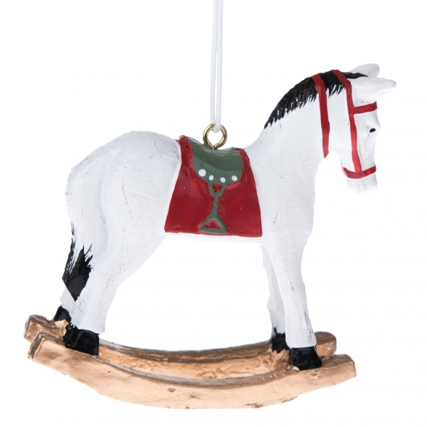 Vánoční dekorace koník závěsný bílý