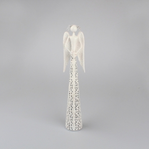 Vánoční dekorace kovový anděl se srdcem 38cm