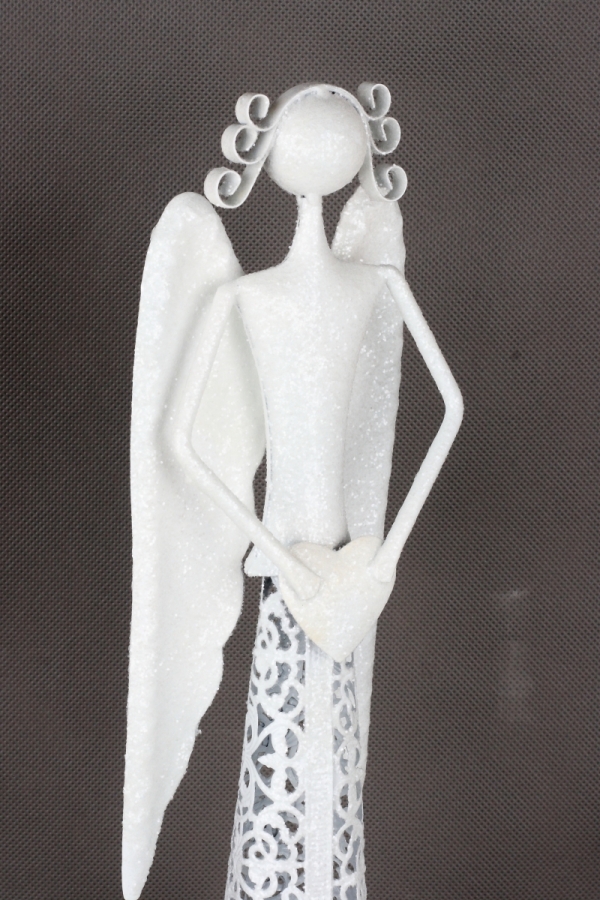 Vánoční dekorace kovový anděl se srdcem 55cm