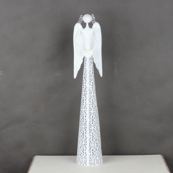 Vánoční dekorace kovový anděl se srdcem 55cm