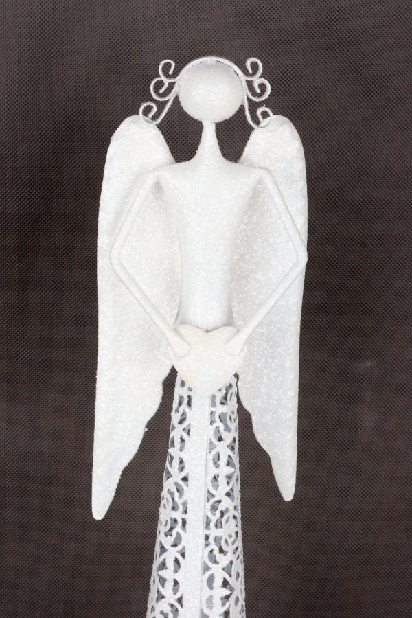 Vánoční dekorace kovový anděl se srdcem 55cm