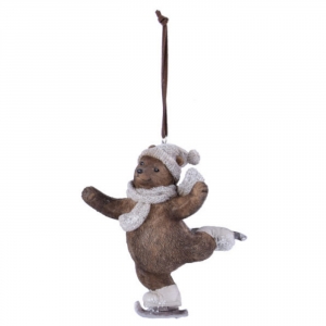 Vánoční dekorace medvěd na bruslích 12,5cm