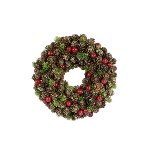 Vánoční dekorace na dveře šiškový věnec 23x23x5,5cm