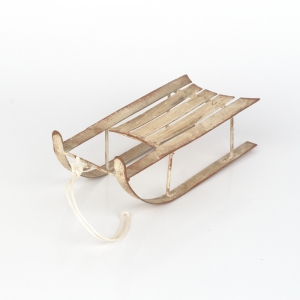 Vánoční dekorace sáňky kovové hnědé 16x7,5x5cm