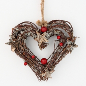 Vánoční dekorace srdce 16x16cm