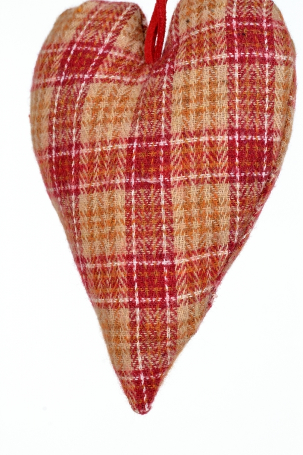Vánoční dekorace srdce látkové 12x8cm