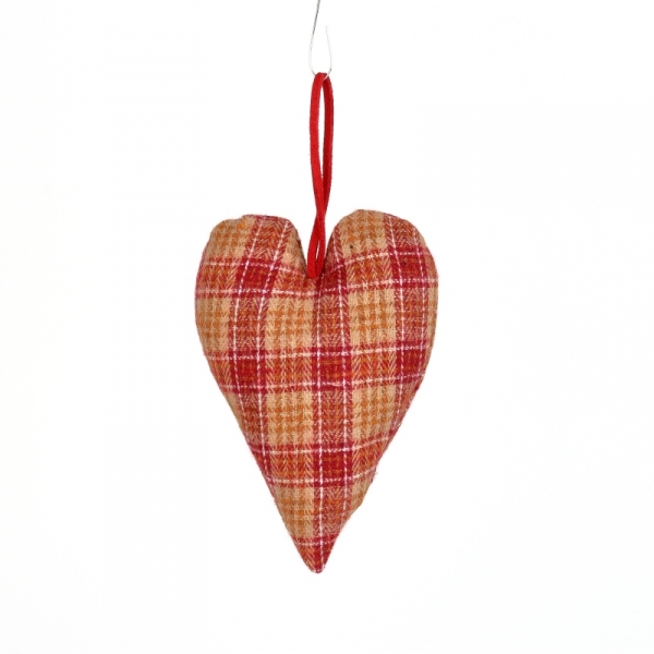 Vánoční dekorace srdce látkové 12x8cm
