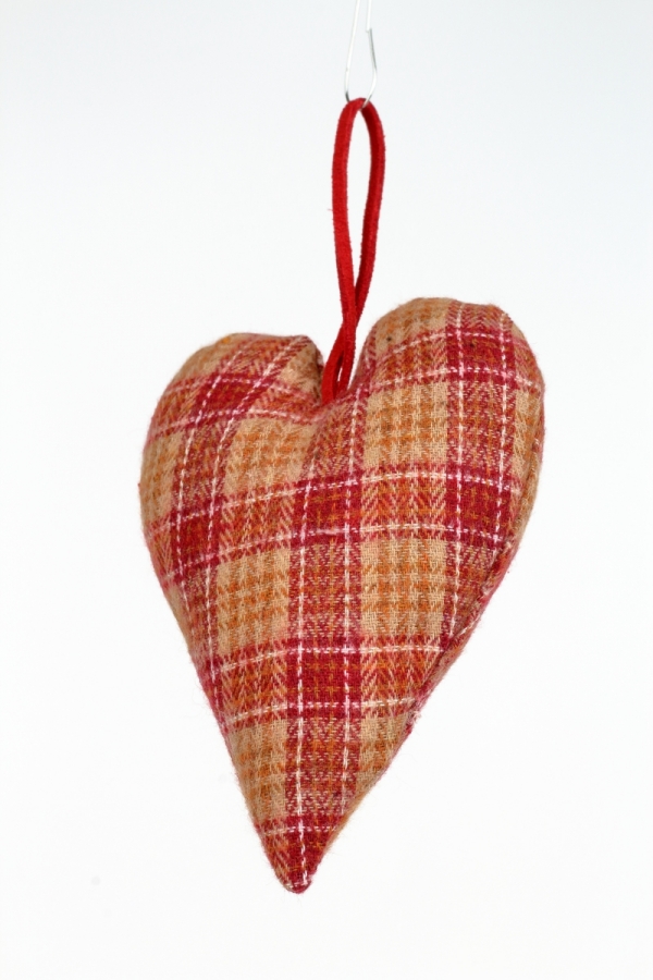 Vánoční dekorace srdce látkové 12x8cm