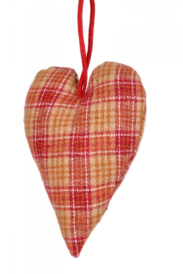 Vánoční dekorace srdce látkové 12x8cm