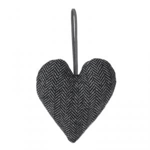 Vánoční dekorace srdce látkové šedé 13x9,5cm