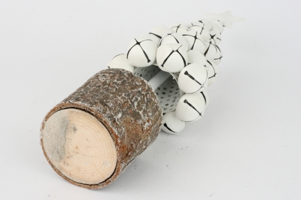 Vánoční dekorace stromeček z rolniček bílý 26cm