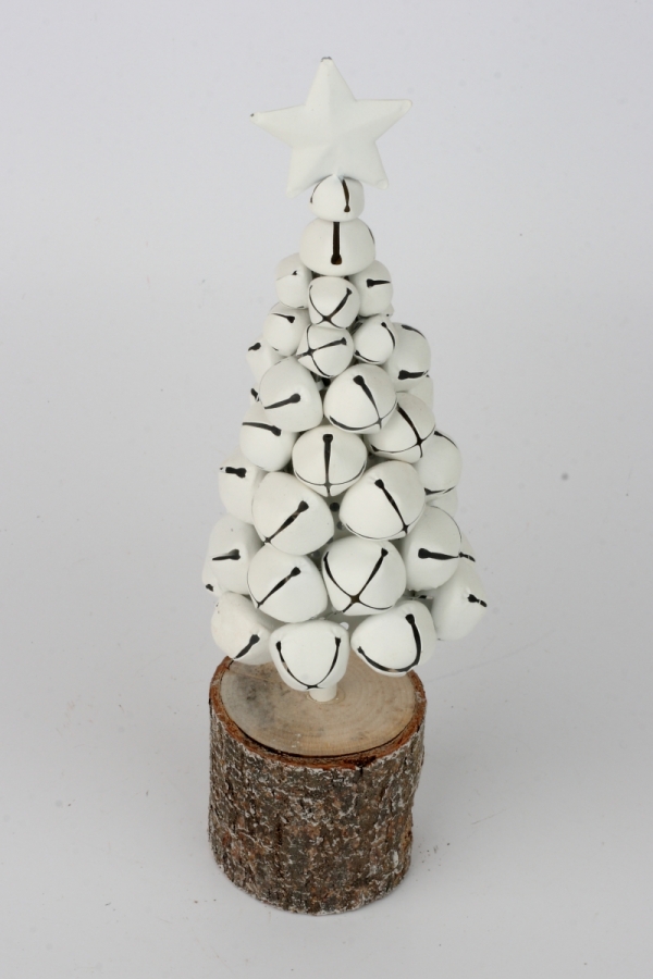 Vánoční dekorace stromeček z rolniček bílý 26cm