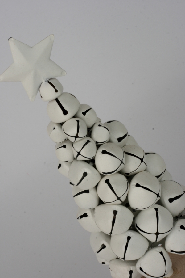 Vánoční dekorace stromeček z rolniček bílý 26cm