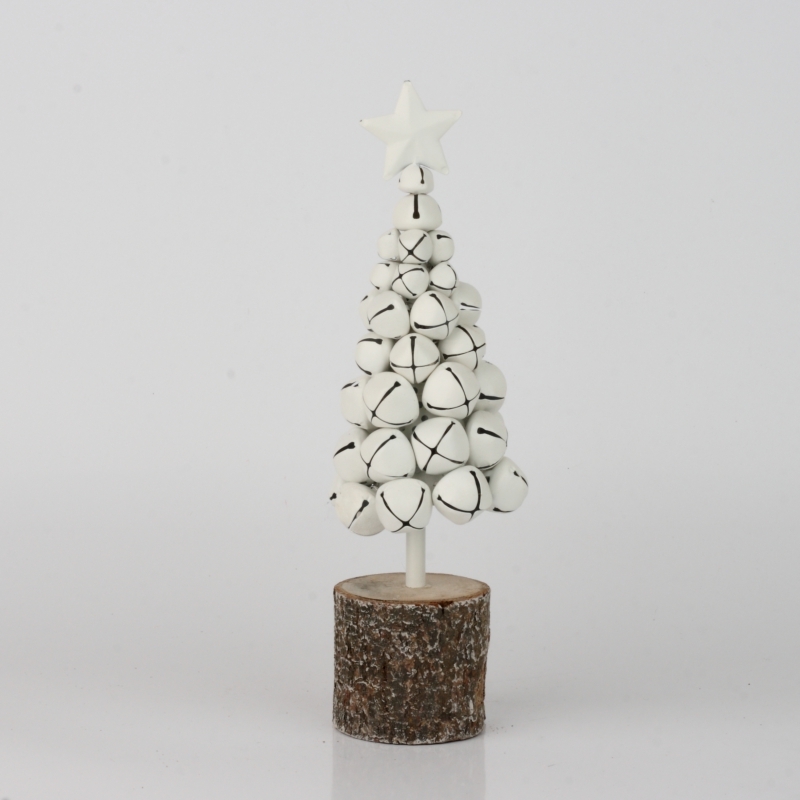 Vánoční dekorace stromeček z rolniček bílý 26cm