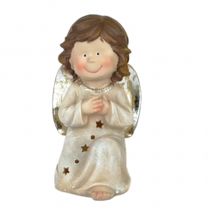 Vánoční dekorace svítící anděl 24cm 