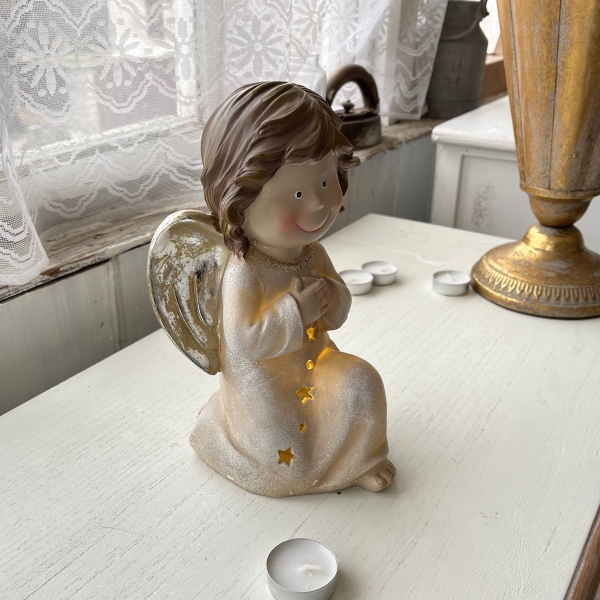 Vánoční dekorace svítící anděl 24cm 