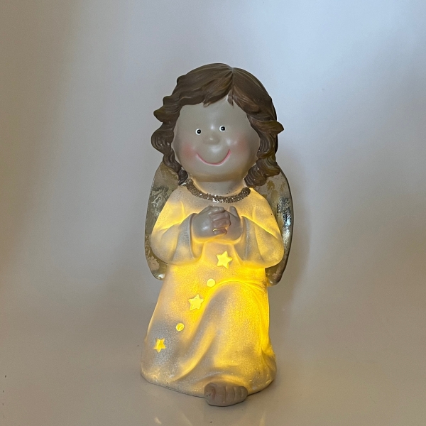 Vánoční dekorace svítící anděl 24cm 