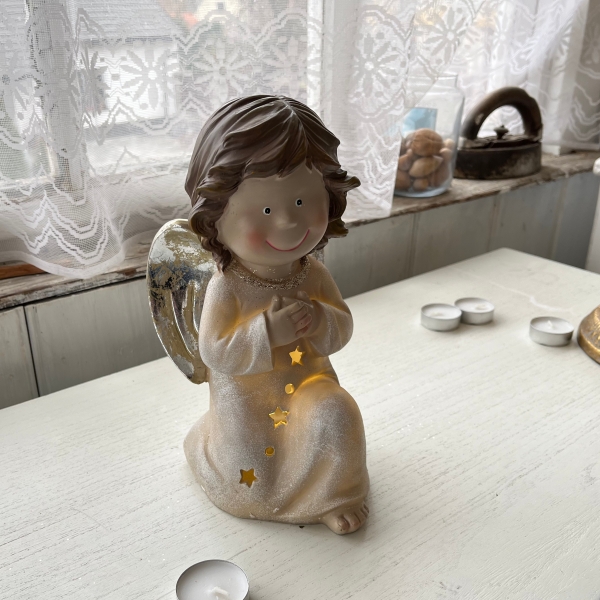 Vánoční dekorace svítící anděl 24cm 