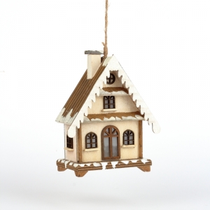 Vánoční dekorace svítící domeček 12x14x20cm