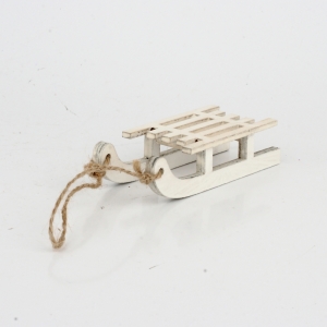 Vánoční dekorace závěsné sáně bílé 9x2x3,5cm