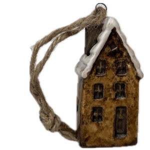 Vánoční dekorace závěsný domeček 3x2x7cm Typ C