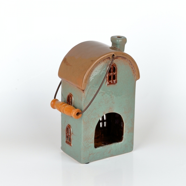 Vánoční domeček 11 oken oblouková střecha, hnědá okna