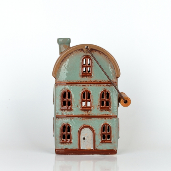 Vánoční domeček 11 oken oblouková střecha, hnědá okna