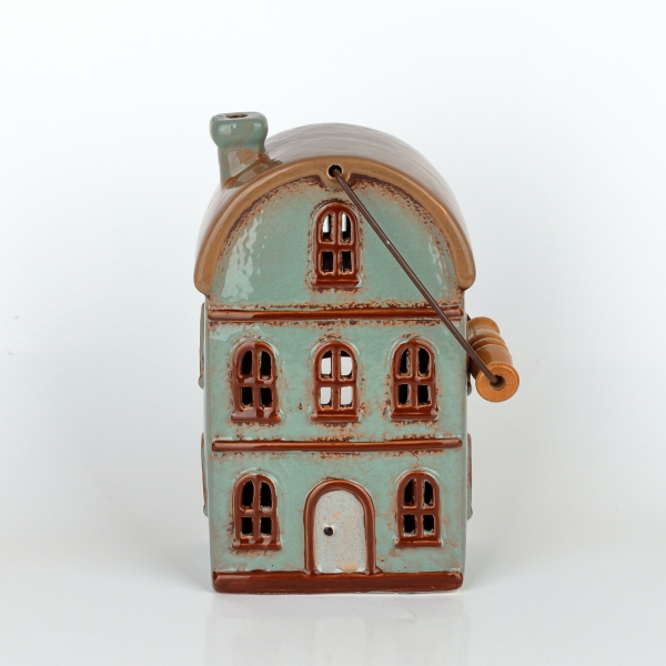 Vánoční domeček 11 oken oblouková střecha, hnědá okna