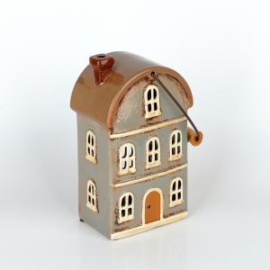 Vánoční domeček 11 oken oblouková střecha, šedý