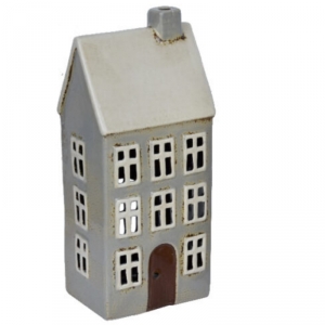 Vánoční domeček na čajovou svíčku šedý