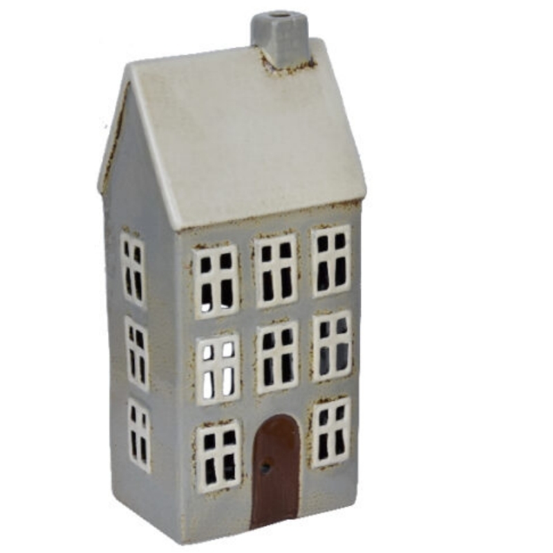 Vánoční domeček na čajovou svíčku šedý